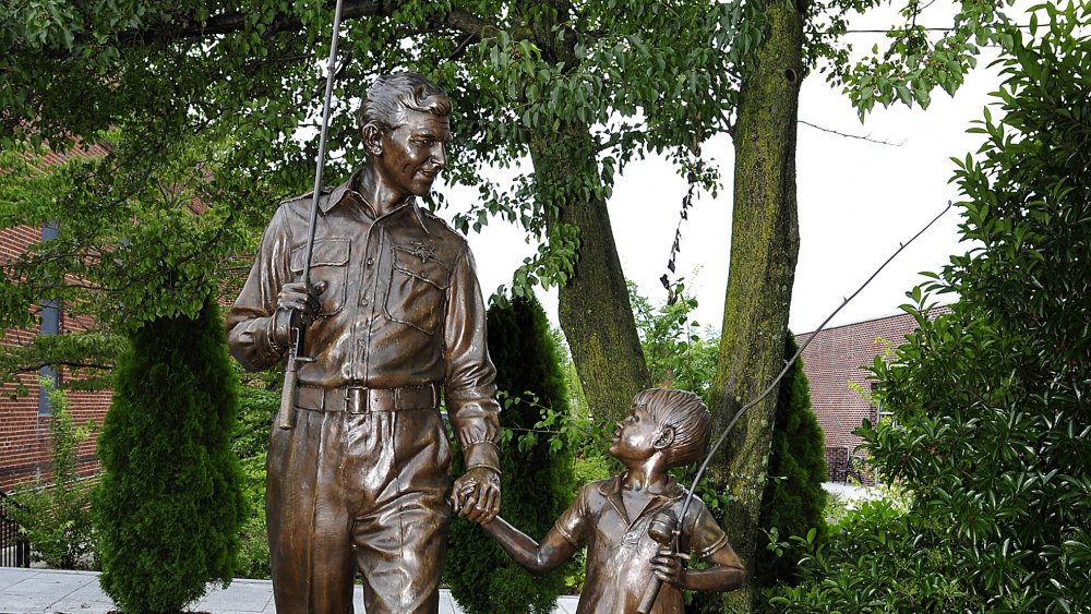 The Andy Griffith Show dedication statue (of Andy and Opie going fishing)in Mount Airy, NC