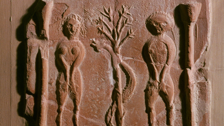 5th century rendering of the temptation of Adam and Eve