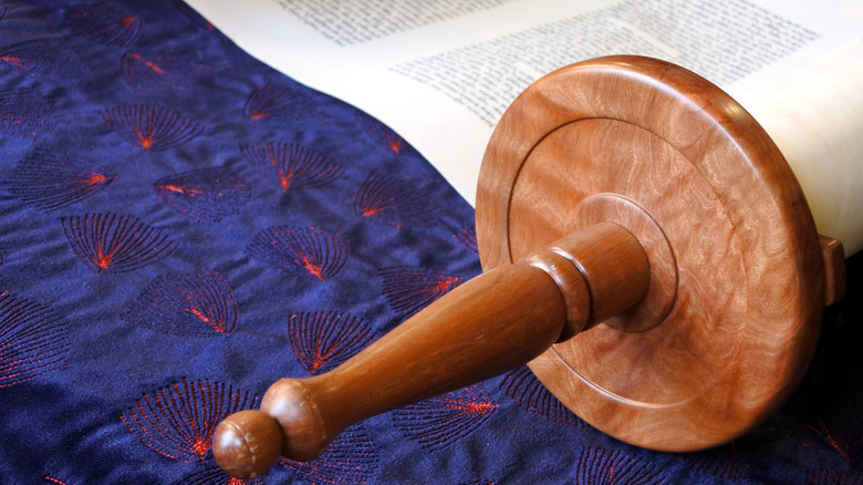 Closeup of a Torah scroll
