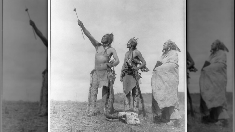 Crow warriors making offerings