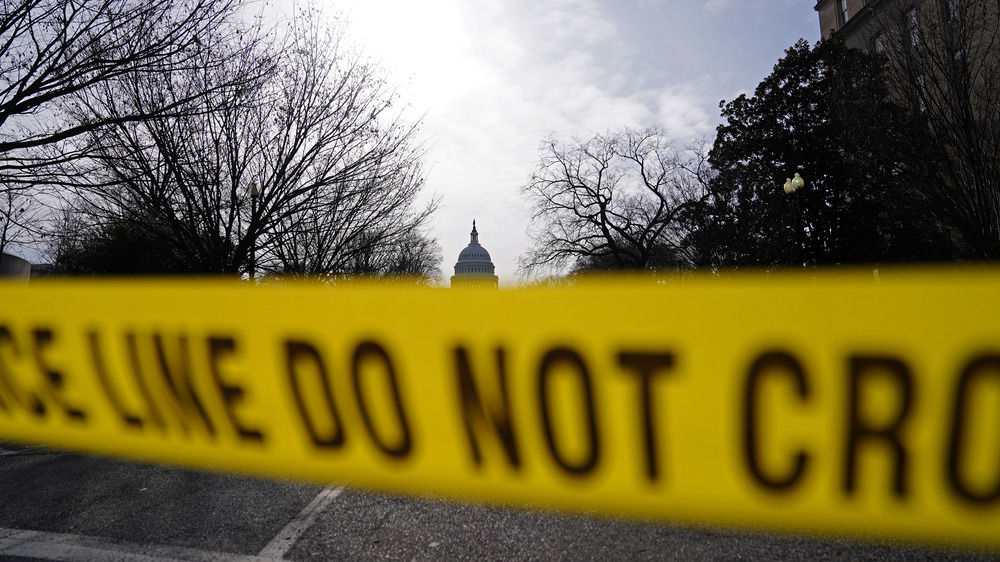 Police tape used outside of the Capitol Building