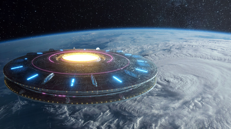 UFO over a planet