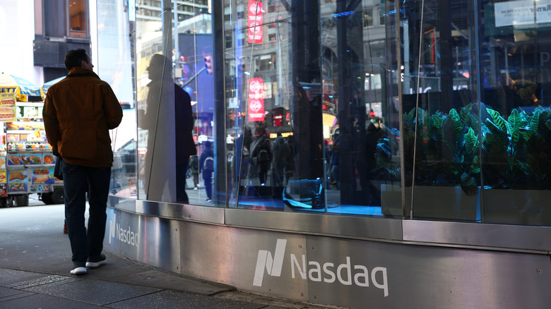 The outside of the Nasdaq MarketSite in 2024