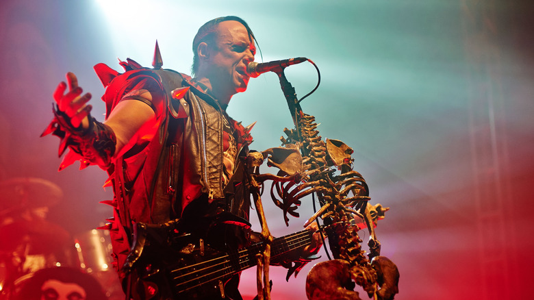 The Misfits Jerry Only singing on stage and playing bass in 2014