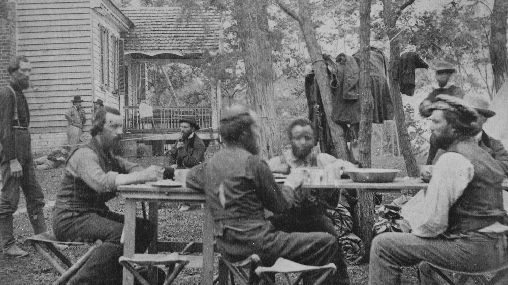 Allan Pinkerton, chief of McClellan's secret service, with his men near Cumberland Landing, Virginia, 