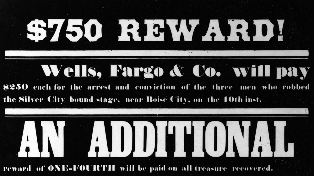 Wells, Fargo & Co. poster offering $750 reward