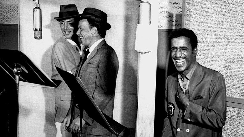 Dean Martin, Frank Sinatra, Sammy Davis Jr. laughing