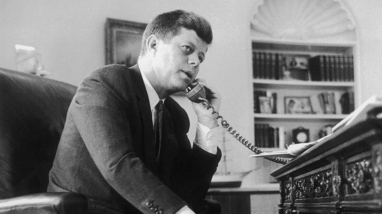 John F. Kennedy on the phone