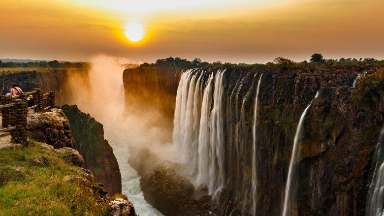 Victoria Falls at sunset