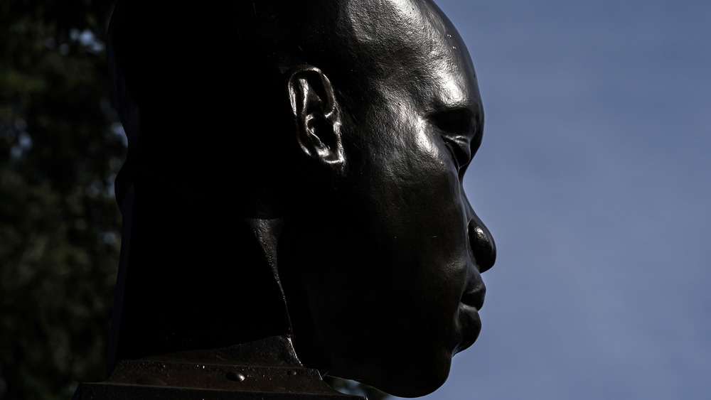  A statue of York, the only Black member of the Lewis and Clark Corps of Discovery, stands in Mt. Tabor Park where it was mysteriously erected last week on March 1, 2021 in Portland, Oregon.