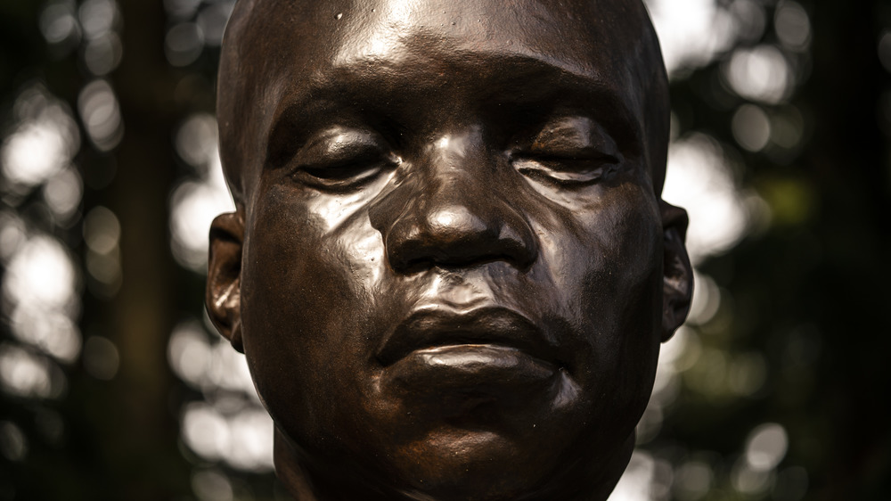 A statue of York, the only Black member of the Lewis and Clark Corps of Discovery, stands in Mt. Tabor Park where it was mysteriously erected last week on March 1, 2021 in Portland, Oregon.