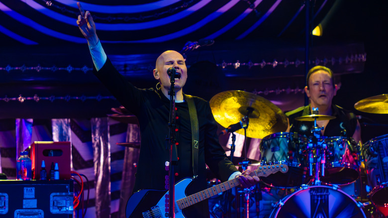 Billy Corgan and drummer Jimmy Chamberlain performing in 2025