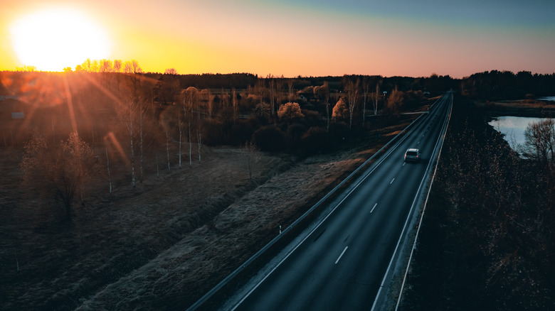 sunset over a highway