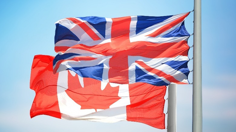 Canadian and British flags