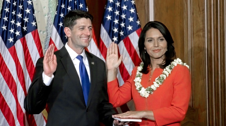Tulsi Gabbard swearing in with Paul Ryan