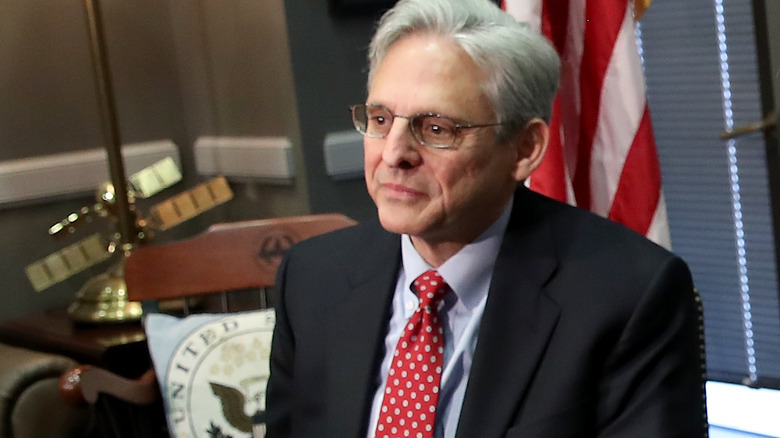 Merrick Garland looks off contemplatively
