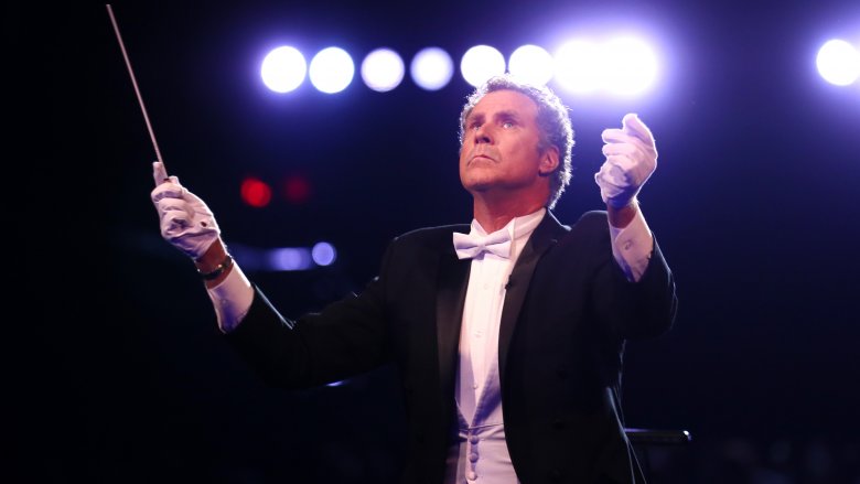 will ferrell in tuxedo conducting orchestra