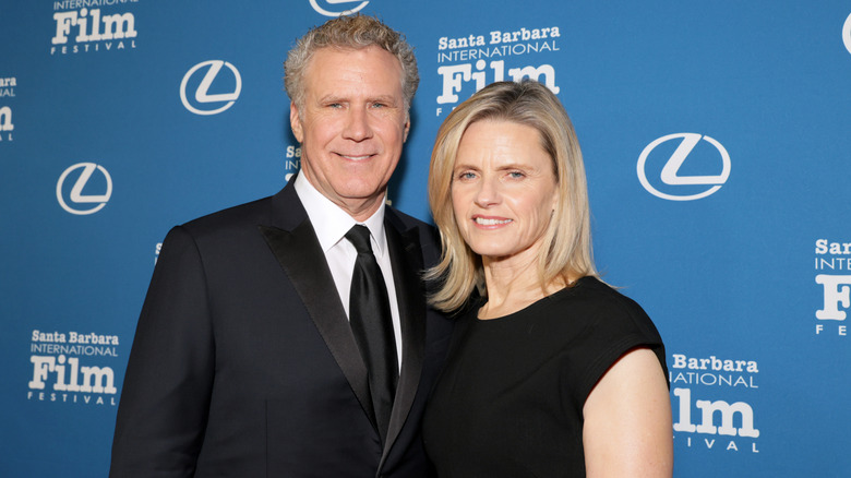 Will Ferrell and Viveca Paulin grimacing before Santa Barbara International Film Festival