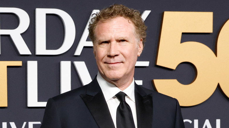 will ferrell in tuxedo at SNL 50th anniversary event