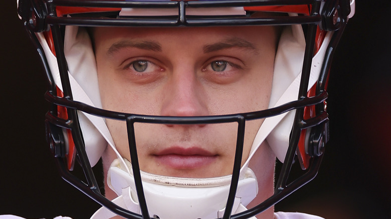 Joe Burrow in football helmet