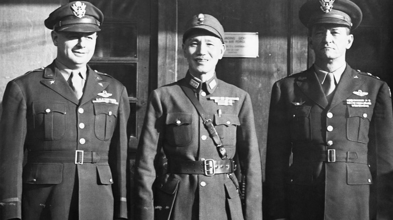 chiang kai-shek, chennault, and unidentified american officer during the war