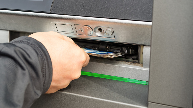withdrawing money from an atm