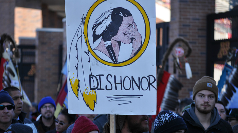 Washington Redskins protest sign