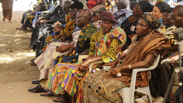 Group of people at a funeral in the Volta Region of Ghana Anlo Land
