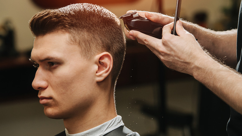 man getting haircut