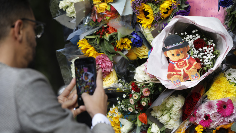 Floral tributes at Birdcage Walk