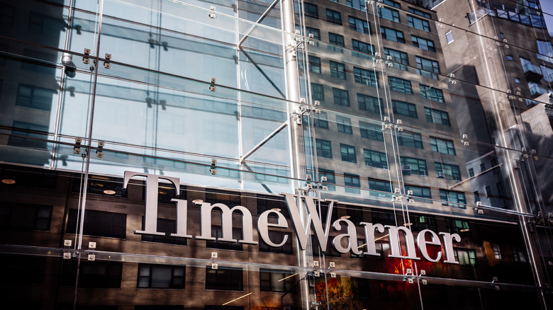 signage on front of Time Warner building