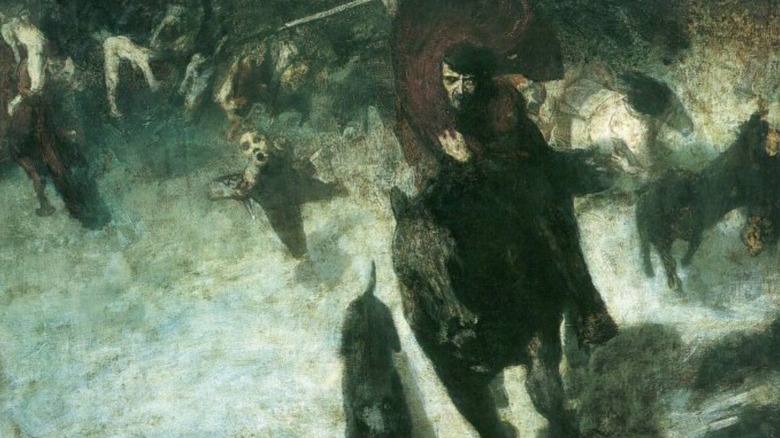 painting depicting the wild hunt