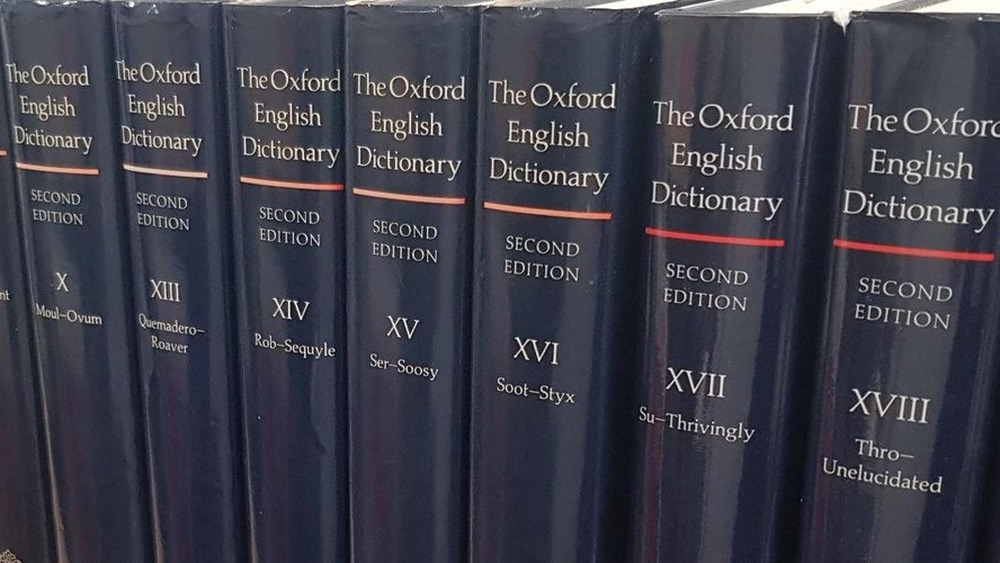 Lineup of second edition OED dictionaries