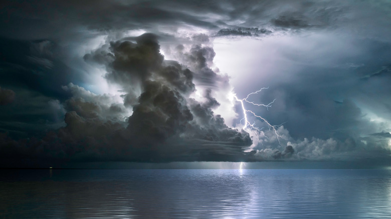 Lightning storm over ocean