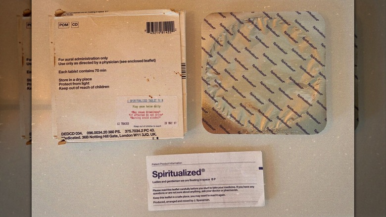 Spiritualized's "Ladies and Gentlemen We Are Floating in Space" album in a blister pack on a countertop