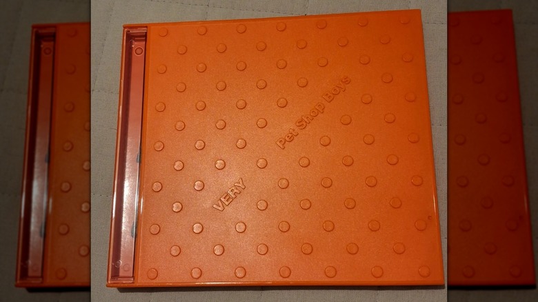 The Pet Shop Boys' "Very" LP with an orange, Lego-like cover