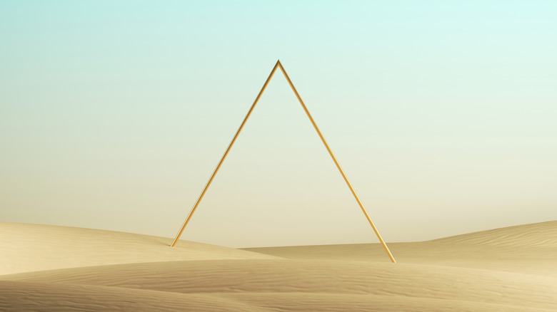 Abstract pyramid in desert