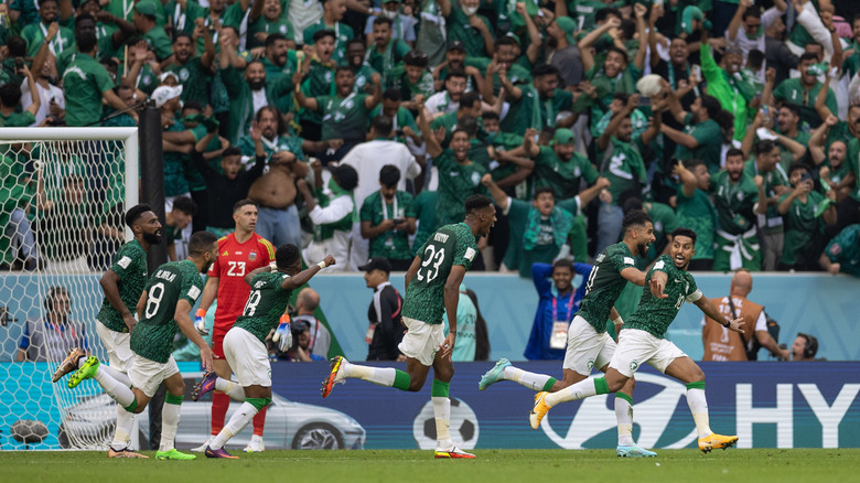 Salem Al-Dawsari celebrates winner v. Argentina at the 2022 World Cup