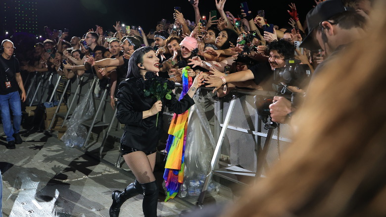 Lady Gaga interacting with fans at her record-breaking show of 2.5 million people