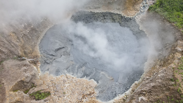 Aerial shot of Boiling Lake in Dominica