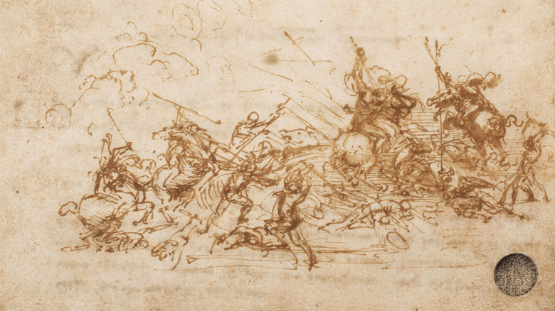 Leonardo da Vinci sketch study for Battle of Anghiari