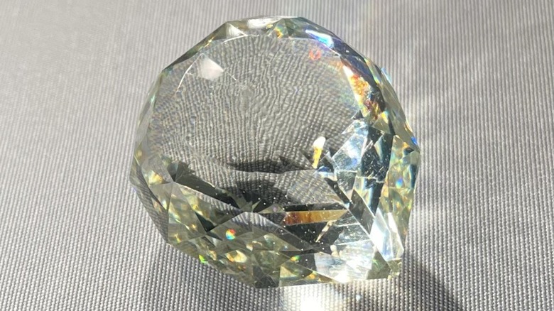 Glass replica of the Florentine diamond closeup.
