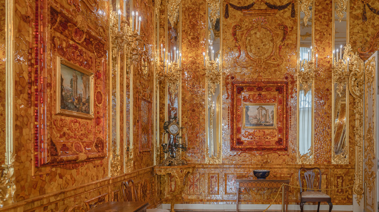 Recreation of the Amber Room in Russia's Catherine Palace.
