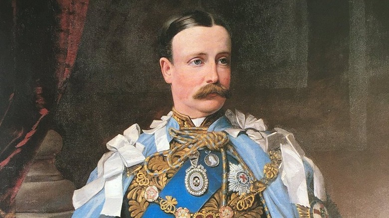 The 6th Marquess of Londonderry wearing some of the Irish crown jewels.