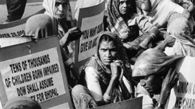 Protestors regarding Bhopal gas tragedy