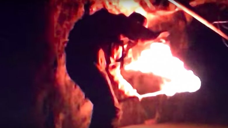 Bear Grylls in a gold mine