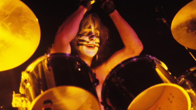 KISS's Peter Criss playing drums in 1979