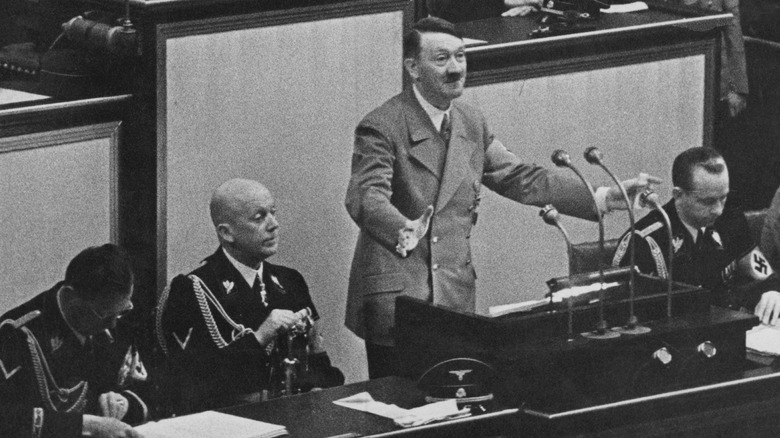 Hitler gives a speech