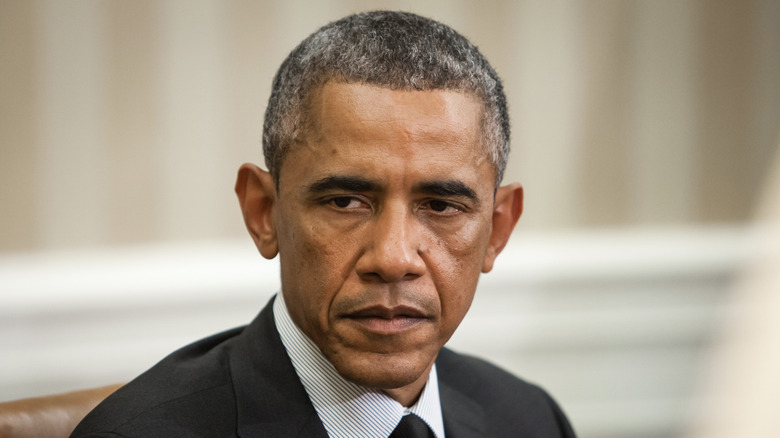 Obama looking solemn