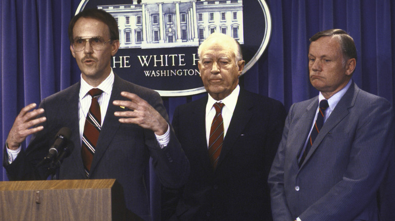 Press briefing about Space Shuttle Challenger investigation